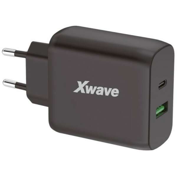 X WAVE GaN45-AC 45W USB-A+USB-C,Crni