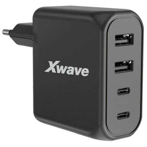 X WAVE GaN100-2A2C 100w, 2USB-A + 2USB-C, Crni