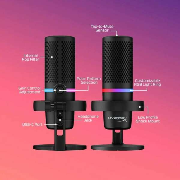 HYPERX DuoCast, mikrofon, black, HMID1R-A-BK/G (4P5E2AA)