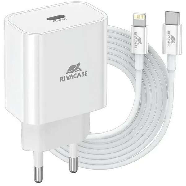 RIVACASE PS4101 WD5, 20W, USB-C / Lightning cable, White