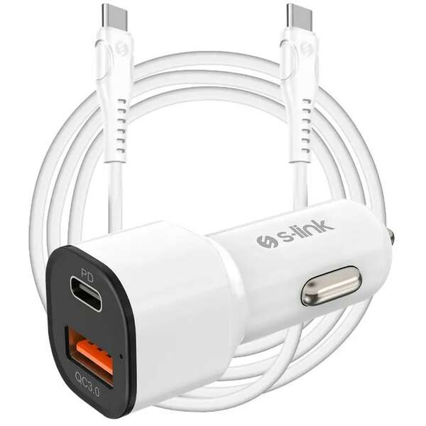 S-LINK SL-EC38PD USB-A USB-C PD + USB-C kabl 38W