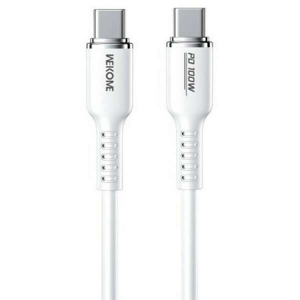WEKOME Kabl 3.1 USB tip C M/M 1.2m, za Superbrzo punjenje 100W/480Mbps, Silicon Soft, beli WDC-11