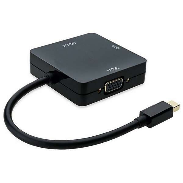 E-GREEN Adapter Mini DisplayPort (M) - HDMI+VGA+DVI-I Dual Link (F) crni 