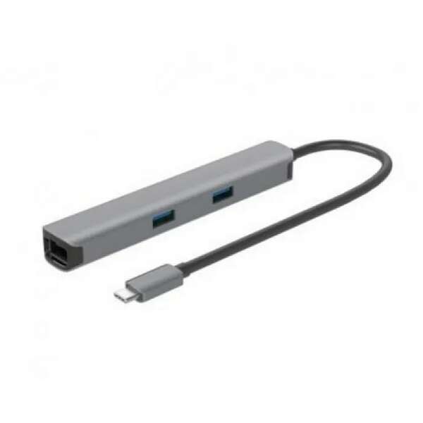 E-GREEN Adapter USB USB 3.1 tip C (M) - HDMI + 2 x USB 3.0 + SD/TF+PD 100W + RJ45 (F)1000 Mbps (7 u 1)