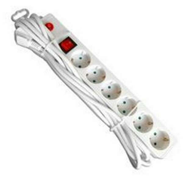 E-GREEN Kabl naponski 6u/1.4m sa prekidacem i zastitom (beli)