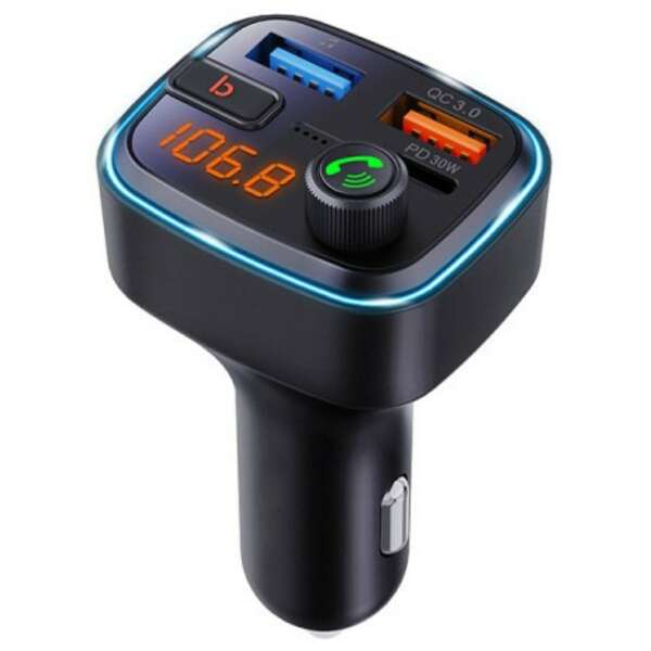 Xwave BT 20 FM transmiter za auto, BT, LED, USB, 3D Surround, USB-TypeC PD30W+QC3.0 brzo punjenje