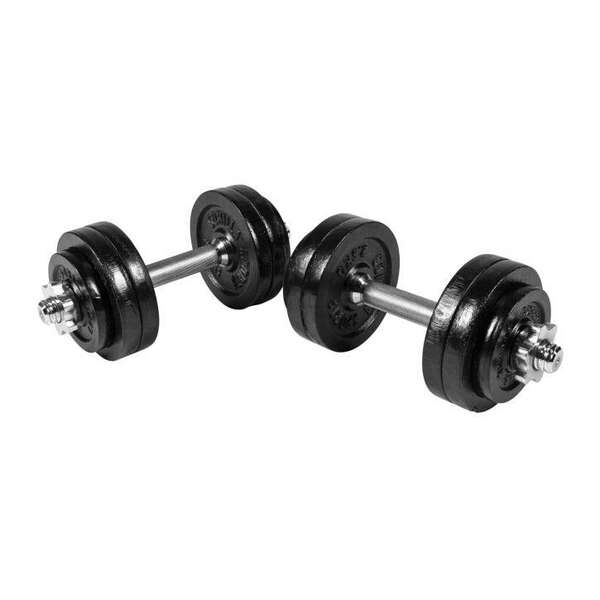 GORILLA SPORTS Set od 2 podesive bucice od livenog gvozdja (Ukupno 30 kg / Crni)