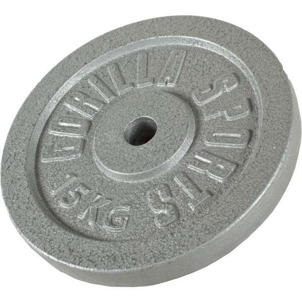 GORILLA SPORTS Teg od livenog gvozdja (15 kg / Srebrni)