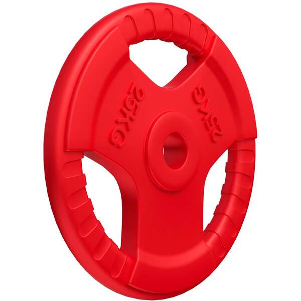 GORILLA SPORTS Gumirani olimpijski teg (25 kg / Crveni)