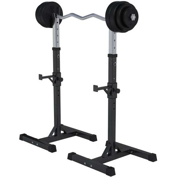 GORILLA SPORTS Stalak za sipku + Kriva EZ sipka sa tegovima (35 kg)