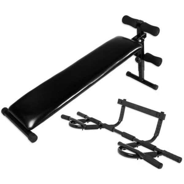 GORILLA SPORTS Kosa klupa za trbusnjake + Multifunkcionalno zidno vratilo