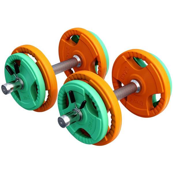 GORILLA SPORTS 2 Kratke sipke sa sigurnosnim oprugama + Gumirani tegovi (ukupno 20 kg)