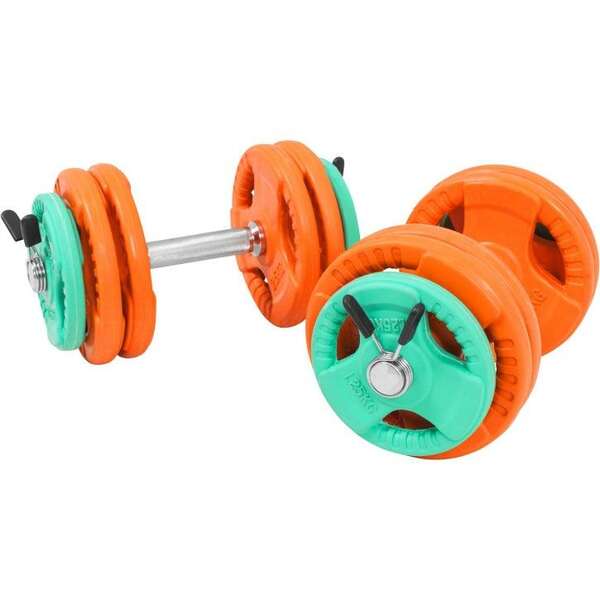 GORILLA SPORTS 2 Kratke sipke sa sigurnosnim oprugama + Gumirani tegovi (ukupno 30 kg)