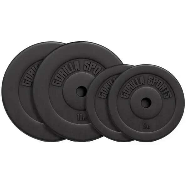 GORILLA SPORTS Set tegova oblozenih plastikom 30 kg (2x5 + 2x15 kg)