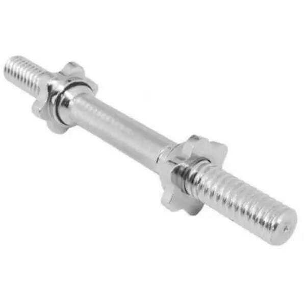 GORILLA SPORTS Kratka srebrna sipka za bucice (42 cm + 2 zvezdaste matice za zavrtanje)