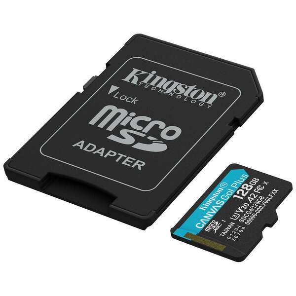 KINGSTON CanvasGo!Plus SDCG4, MicroSD 128GB+adapter, UHS-I, Class 10 