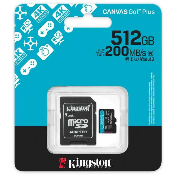 KINGSTON SDCG4, Kingston CanvasGo!Plus MicroSD kartica 512GB + adapter, UHS-I, Class 10