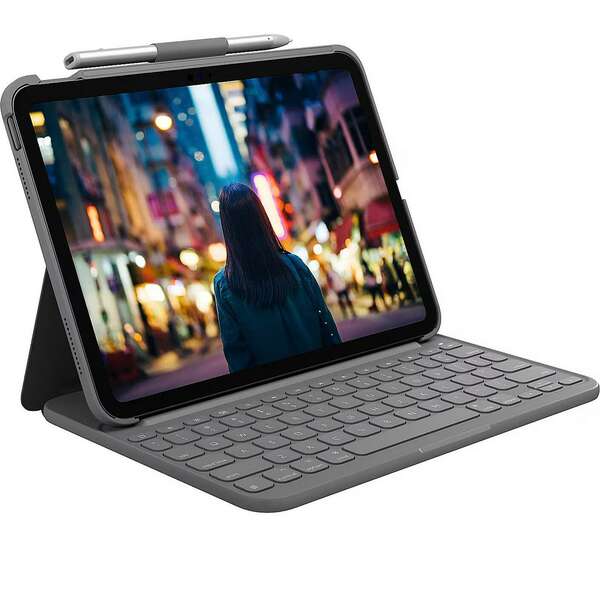 Logitech Slim Folio Keyboard Case for iPad (10th gen) - Grey - US