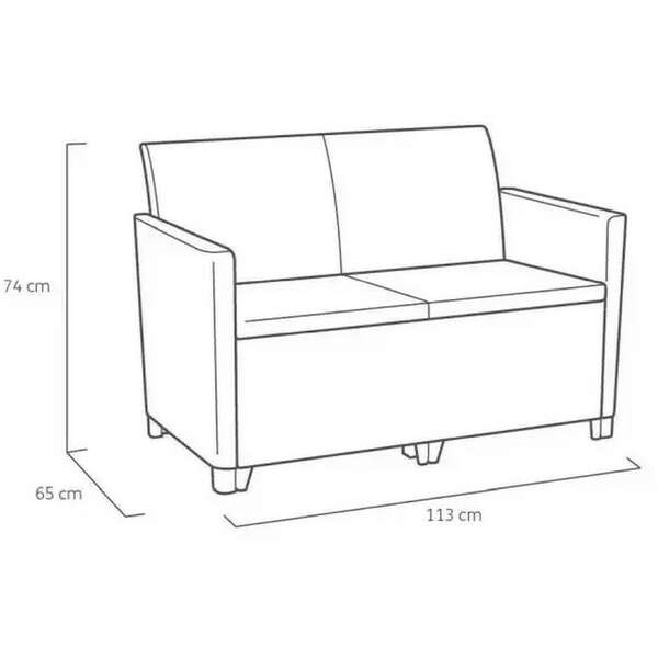 KETER Claire 2 seater sa box stolom grafit 