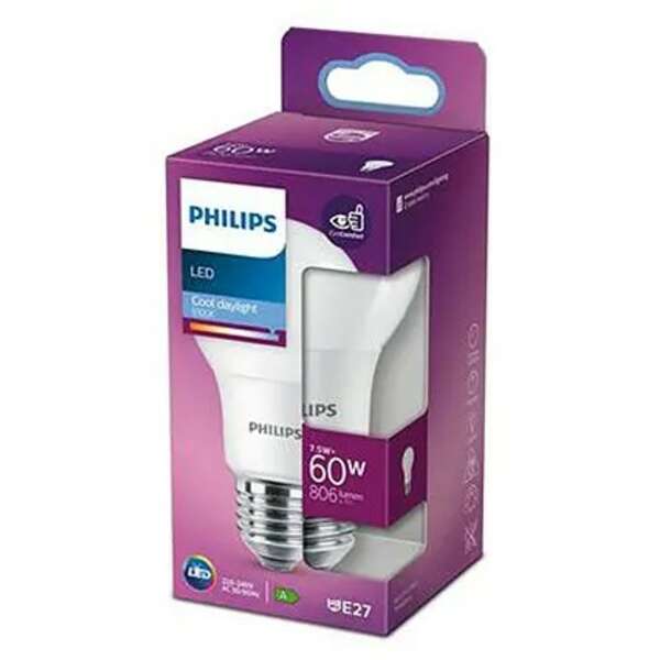 PHILIPS PS745    7,5W (60W) A60 E27 CDL 6500K FR ND 1PF/10