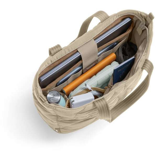 TOMTOC TERRA T38 PUFFY LAPTOP TOTE BAG NATURAL SAND T38M1K2