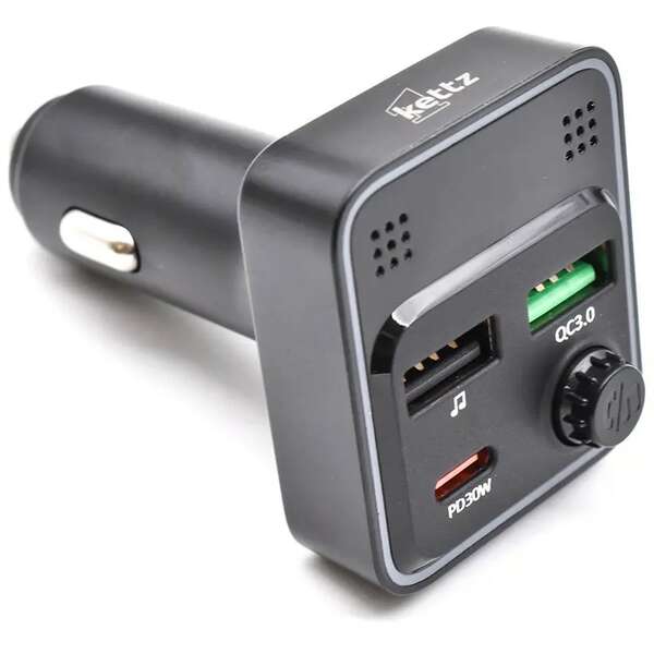 KETTZ FM Transmiter i Punjac Paya – 2×USB QC3.1 + Type-C, LED