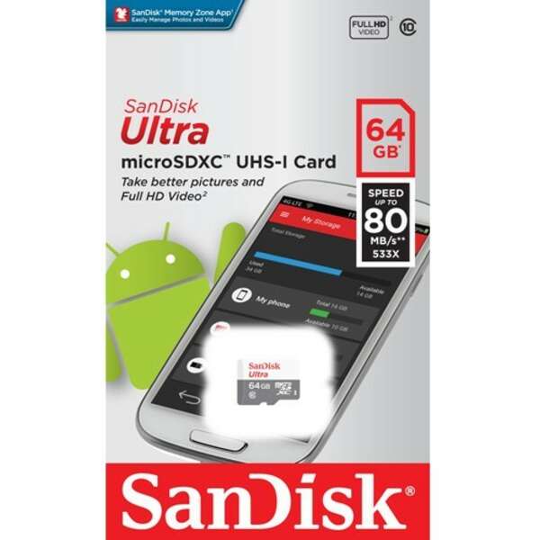 SANDISK SDXC 64GB 100MB/Class 10/UHS-I