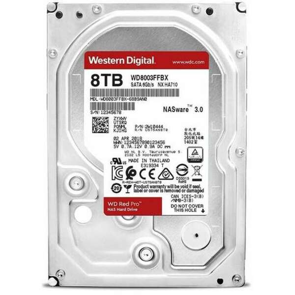 WD 8TB 3.5 SATA III 256MB 7.200rpm WD8003FFBX Red Pro