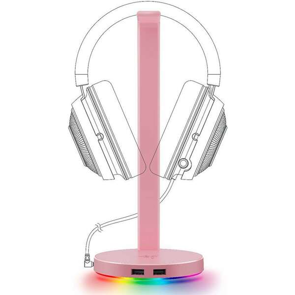 RAZER Base Station V2 Chroma Quartz Headphone Stand with USB 3.1 and 7.1 Surround Sound