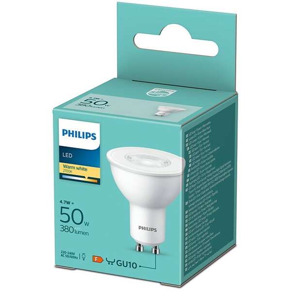 PHILIPS 4.7W(50W) GU10 WW 36D ND 1PF/6 DISC 