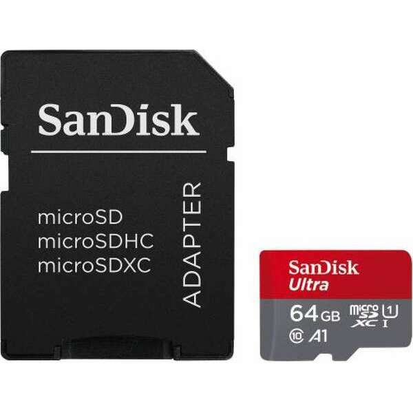 SANDISK SDXC 64GB Ultra Micro 140MB/s A1 Class 10 UHS-I + ADAPTER