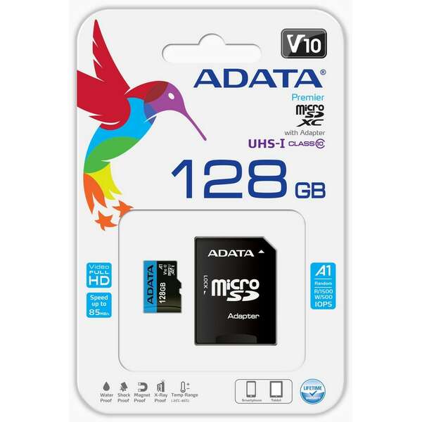 ADATA MICRO SD 128GB + SD ADAPTER (AUSDX128GUICL10A1-RA1)