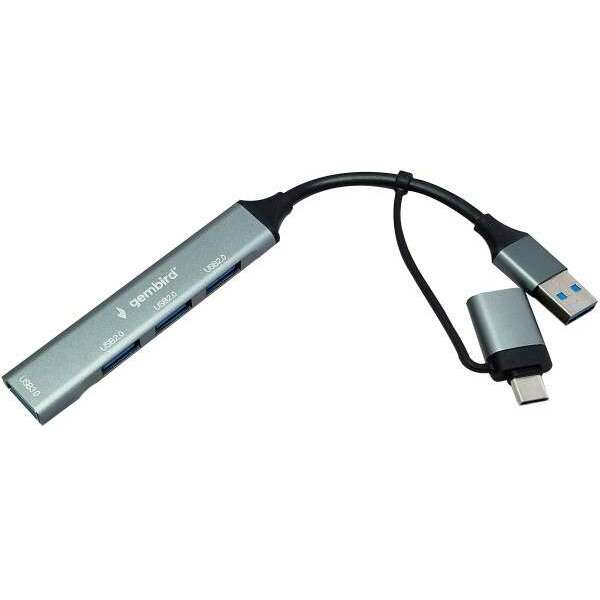 GEMBIRD UHB-U3P4-06 HUB Type-A+C to 3xUSB2.0 + 1 USB3.0 Aluminum