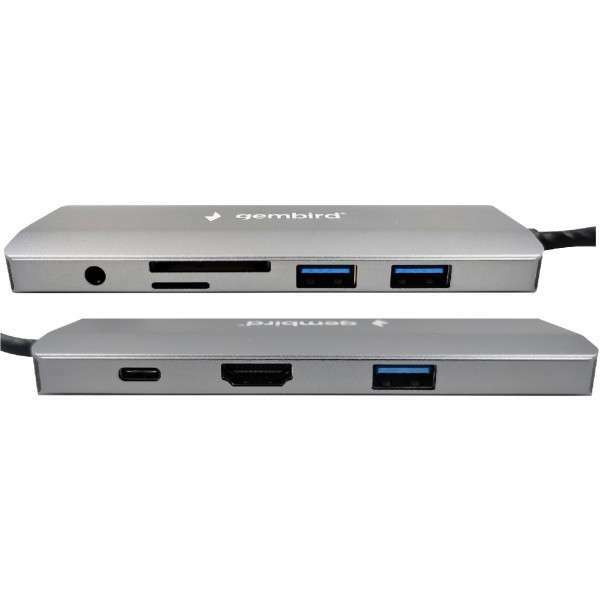 GEMBIRD A-CM-COMBO9-03 USB Type-C 9-in-1 multi-port adapter USB-C+HUB+HDMI+PD+card+ RJ45