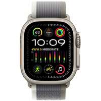 APPLE Watch Ultra2 Cellular, 49mm Titanium Case with Green/Grey Trail Loop - M/L mrf43se/a