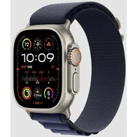 APPLE Watch 49mm Loop Navy Alpine Loop - Medium - Natural Titanium Finish mxmy3zm/a