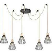 RABALUX Farfalle, unutrašnja visilica, crna metal/drvo 3