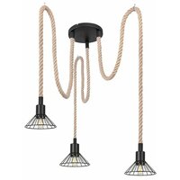 RABALUX Daryl, metal visilica 3xE27, crna sa kanapom