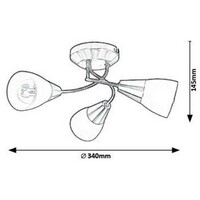 RABALUX Connor plafonska lampa, saten hrom/ opal staklo, E14