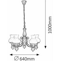 RABALUX Petronel  luster E27, 5x60W, crno