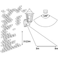 RABALUX Velence spoljna zidna lampa 60W agold IP44 senzor