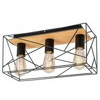 RABALUX Boire, plafonska lampa, crna metalna/drvena E27 3x40W IP20