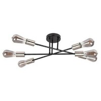 RABALUX Branwen,mat crna, satenska hromirana metalna plafonska lampa, E27 6x25W IP20