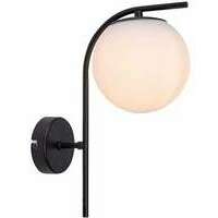 RABALUX Ghita, zidna lampa 1xE27, crna metal/belo staklo