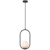 RABALUX Ghita, visilica 1xE27, metal crna/belo staklo, tekstilni kabal