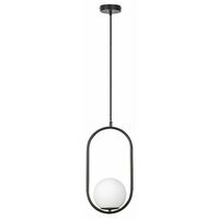 RABALUX Ghita, visilica 1xE27, metal crna/belo staklo, tekstilni kabal