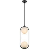 RABALUX Ghita, visilica 2xE27, metal crna/belo staklo, tekstilni kabal