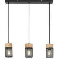 RABALUX Kalum, metalna/drvena lampa sa crnim metalnim abažurom, E27 3x25W, L60cm, IP20