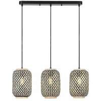 RABALUX Adalla, mat crna metalnavisilica sa ratanskim abažurom, E27 3x40W, IP21