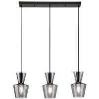 RABALUX Abra, visilica 3xE27, crna/dimljeno staklo, tekstilni kabal, visina 170cm